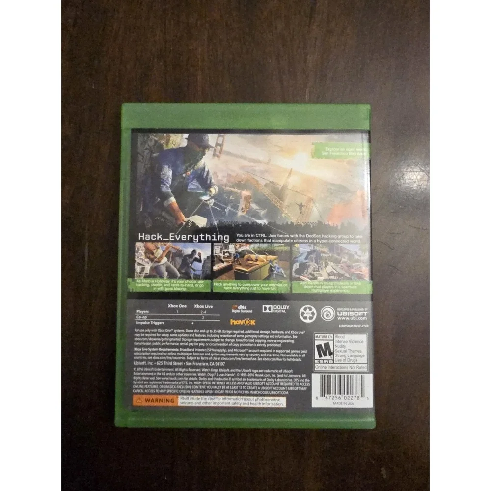 Watch Dogs 2 Video Game for Xbox One ( Rated M)